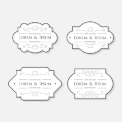 Vintage wedding labels in white color. - Vector.