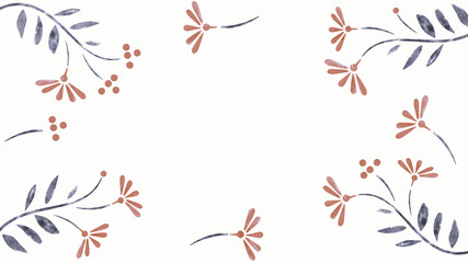 Floral orange and blue background with space for text