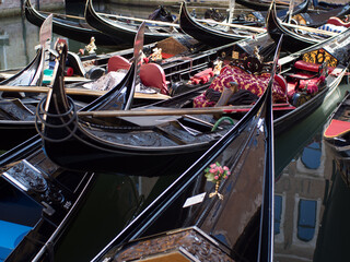 Italian Gondola Boats in Venice Canal