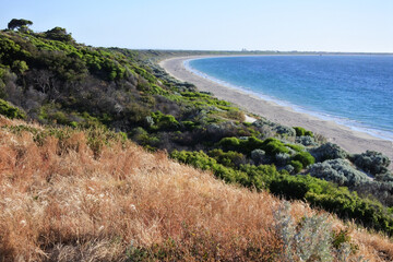 Aerial landscape view of a beach in Western Australia