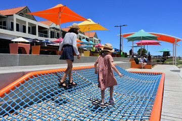 Australian people having fun in Rockingham esplanade Western Australia