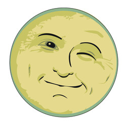 cartoon man in the moon winking