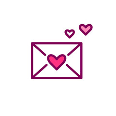 Romantic love letter. Wedding or date invitations. Pixel perfect, editable stroke color icon
