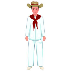 Men's folk national Cuban costume. Vector illustration