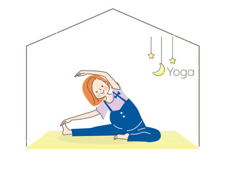 マタニティヨガをする若い女性のイラスト素材