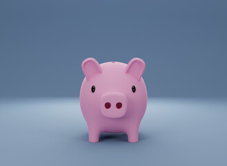 3D Rendering of Pig piggy bank, concept about saving money for the future.