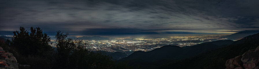 Panoramic View of Southern California City Lights from the Mountains at Night