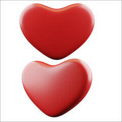 Set of red realistic hearts. Happy symbol of Valentine's Day, object of romantic love.