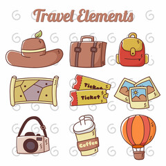 vector design themed travel elements collection