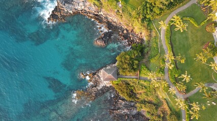 Obraz premium Aerial view of the rocky coast off Maui's west side 3