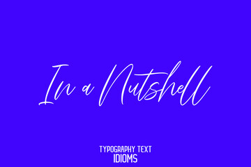 In a Nutshell Beautiful Cursive Text Alphabetical idiom on Blue Background