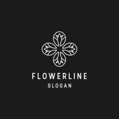Flower logo linear style icon in black backround