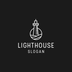 Light House logo linear style icon in black backround