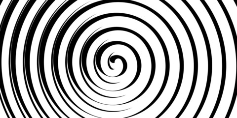 Swirl hypnotic black and white spiral. Monochrome abstract background. Vector flat geometric illustration.Template design for banner, website, template, leaflet, brochure, poster