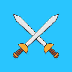 Crossed Swords Vector Icon Illustration. Beautiful Two Swords. Sword Icon