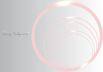 Luxury circle pink gold with lighting effect on gray background.