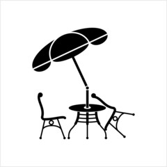 Table Chair Sun Umbrella Icon