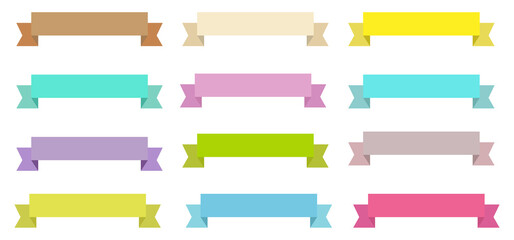 Set of flat ribbons banner multicolor isolated on white background