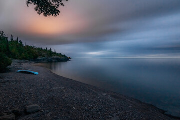 Lake Superior shoreline at Dusk