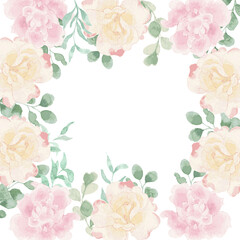 pink rose frame watercolor