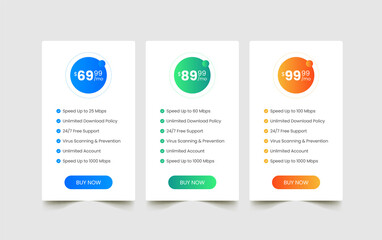 Pricing tables and plans template for websit 