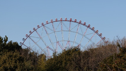 Fototapeta premium 青空の中の観覧車の写真