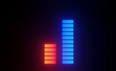 3d render of RGB neon light on darkness background. Abstract Laser lines show at night. Ultraviolet spectrum beam scene