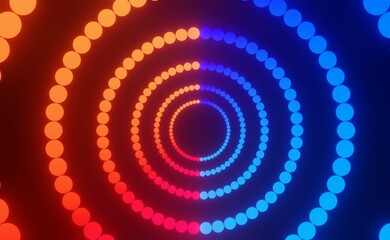 3d render of RGB neon light on darkness background. Abstract Laser lines show at night. Ultraviolet spectrum beam scene