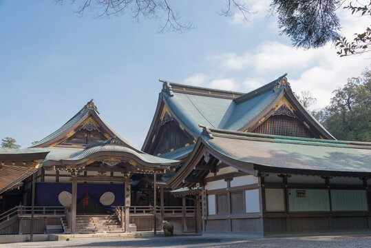 Mie, Japan - Mar 19 2020 - Ise Grand Shrine (Ise Jingu Naiku - inner shrine) in Ise, Mie, Japan. The Shrine was a history of over 1500 years.