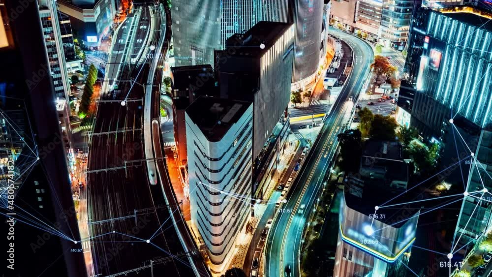 Poster smart city and communication network concept. digital transformation.