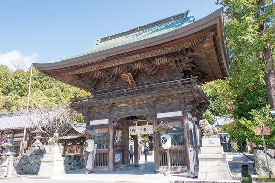 Shiga, Japan - Mar 29 2020 - Himure Hachimangu shrine in Omihachiman, Shiga, Japan. The shrine was originally built in 131.