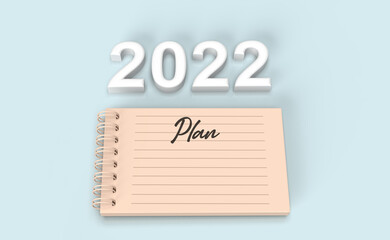 2022 new year plan ideas with text on notepad