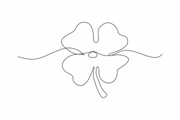 Continuous line drawing of clover leaf. Single one line art vector illustration