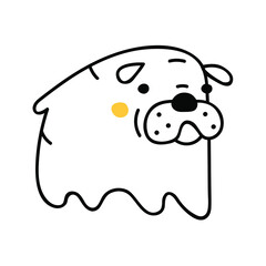 Little bulldog. Vector outline illustration.