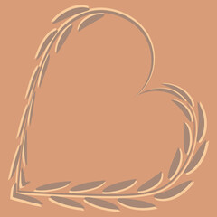 Heart of leaves. Grass. Congratulations on Valentine, Valentin Day. Design element