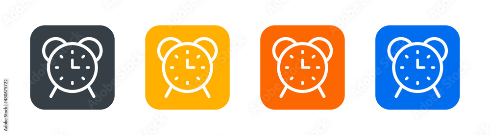 Poster simple alarm clock icon vector in graphic design.
