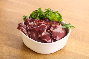 Raw chicken liver in the bowl