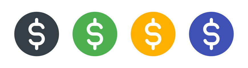 Dollar coin icon set. Money symbol vector illustration.
