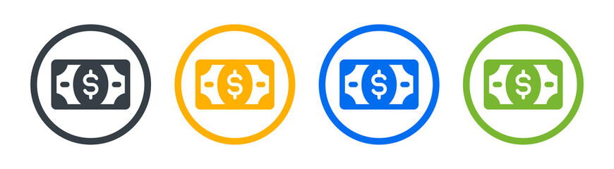 American dollar banknote icon vector illustration. Dollar bills money