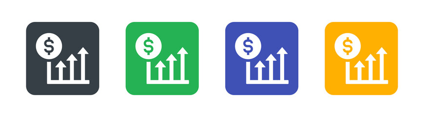 Dollar market increase graph icon. Growth economic concept