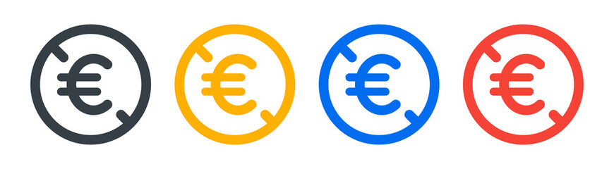 No euro icon sign. Free euro icon set.