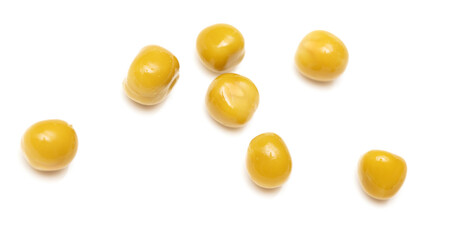 Pea grains isolated on a white background.