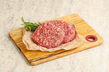 Raw beef burger cutlet for grill
