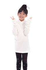 asian girl standing on white background isolated