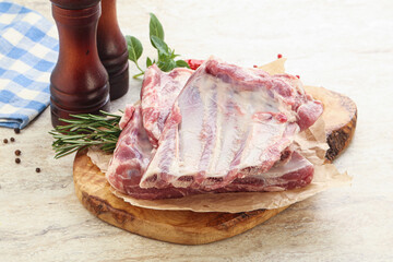 Raw pork ribs for cooking