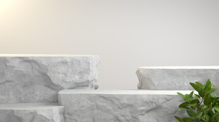 Fototapeta na wymiar Modern Mockup Step Stone Display Set Collection 3D Render Background