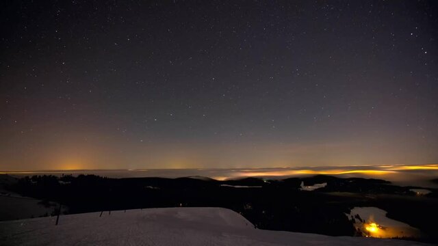 Time-lapse of the starry sky over the mountain in Germany