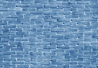 Blue brick wall urban texture background banner with copy space for your design.