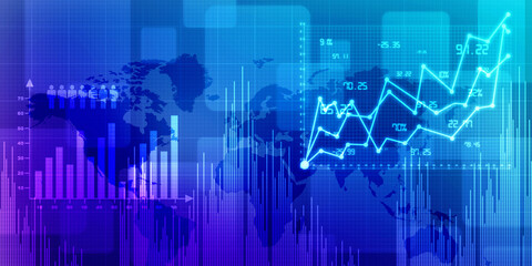 2d rendering Stock market online business concept. business Graph 