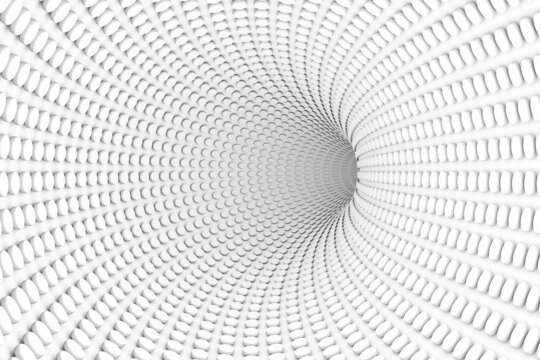 Black and white tunnel abstract background 3D render illustration
